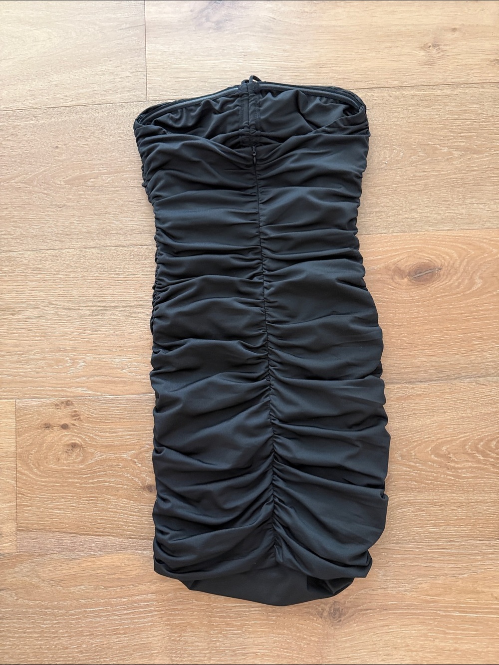 Black Ruched Halter Mini Dress with Floral Detail - Picture 4 of 4